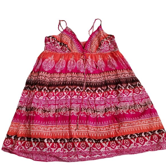 summer mini dress plus size 1X multicolor Honeycomb black 100% cotton - Picture 1 of 12